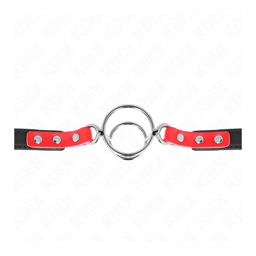 KINK - GAG AVEC PLUSIEURS O-RINGS 4 / 4,8 CM ROUGE 38 X 56 CM